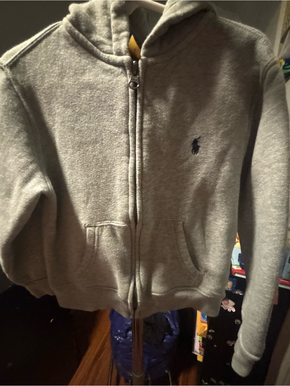 Polo by Ralph Lauren Kids Gray Hooded Zip Jacket with Navy Pony